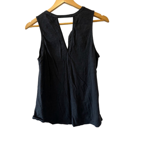 LUCKY BRAND Black Cotton Embellished Deep V Neck Sleeveless Casual Top M - Picture 3 of 8